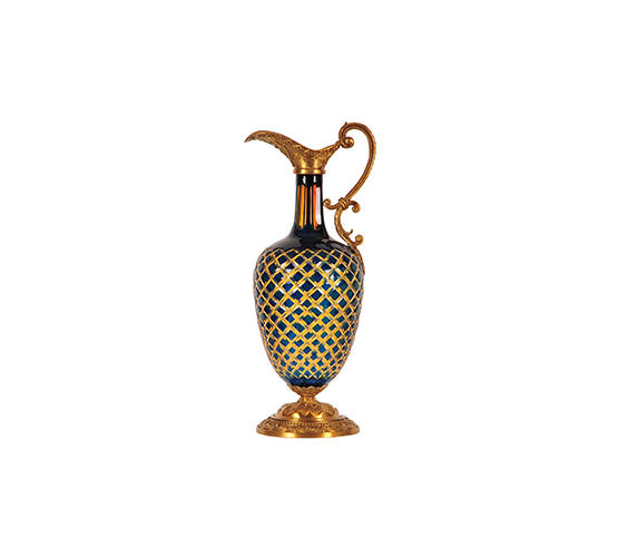 Glass Vase Brass 91 253 16x13x37cm